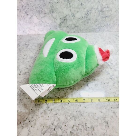 CHRISTMAS SANTA Emoji Green Poo Plush Pillow 12”x10” Has A Spot. - Picture 8 of 8